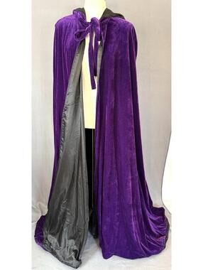 Purple Velvet Cape Hood #11 Black Satin Lining Costume Cosplay Renaissance